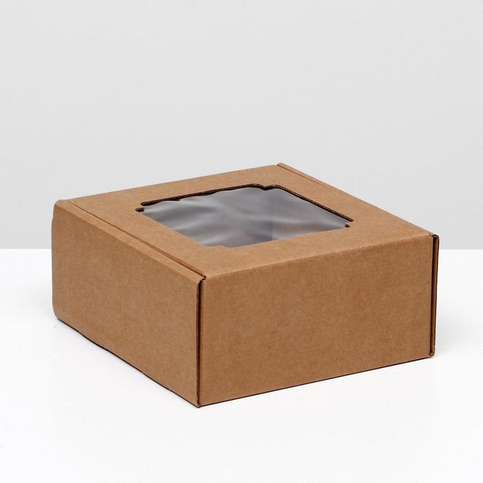 Коробка самосборная, с окном, крафт, 19 х 18 х 9 см коробка самосборная с окном малевич 19 х 18 х 8 см