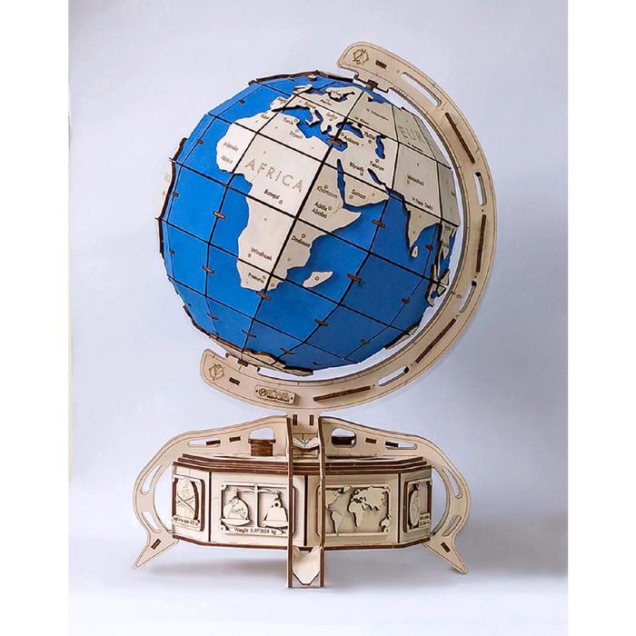 цена Конструктор деревянный 3D «Глобус голубой»
