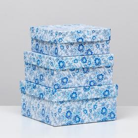 

Набор коробок 3 в 1 "Гжель", 19 х 19 х 9,5 - 15,5 х 15,5 х 6,5 см