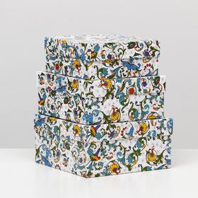 

Набор коробок 3 в 1 "Узоры барокко синий", 19 х 19 х 9,5 - 15,5 х 15,5 х 6,5 см