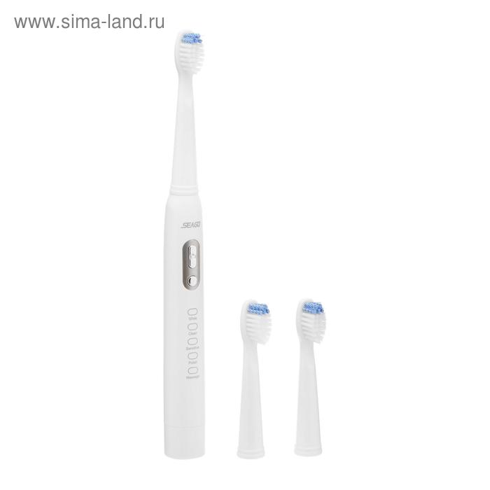Электрическая зубная щётка Seago SG-2011, звуковая, 40000 уд/мин, 3 насадки, белая