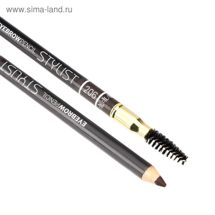 

Карандаш для бровей TF Eyebrow Pencil Stylist со щёточкой, тон №206 мягкий чёрный