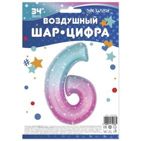 

Шар фольгированный 32" «Цифра 6», нежные искры