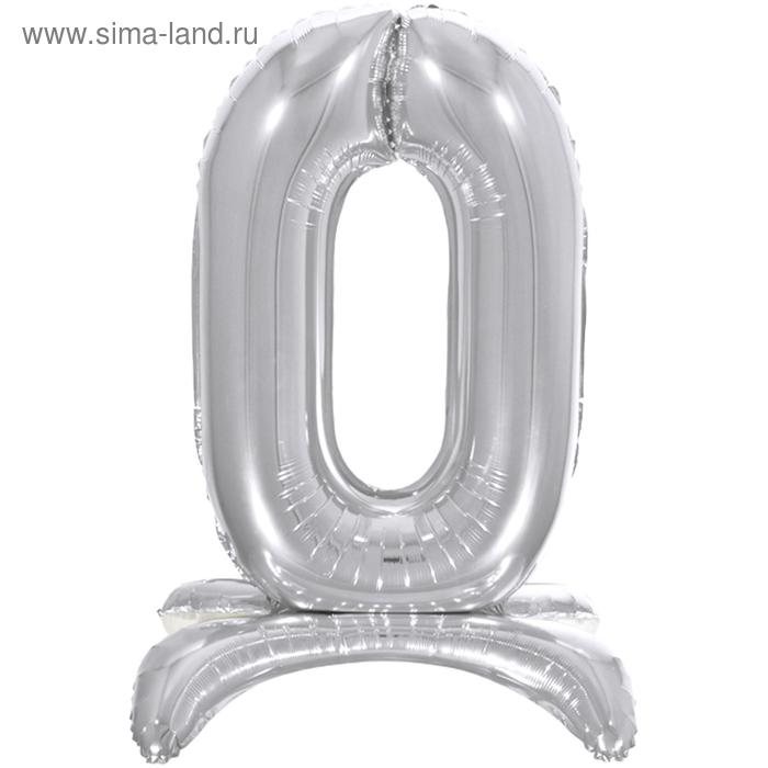 Шар фольгированный 26 «0», на подставке, цвет серебро