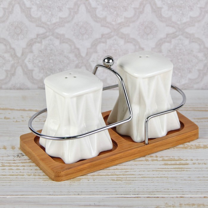 Набор для специй "Эстет. Пенек", 2 предмета на подставке