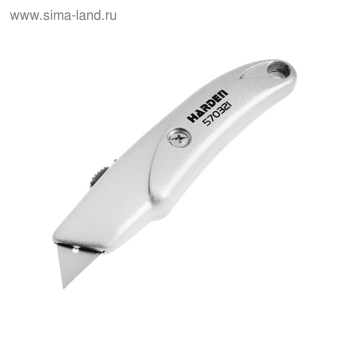Нож трапециевидный HARDEN 570321, закрытый, алюминиевый корпус, 18 мм