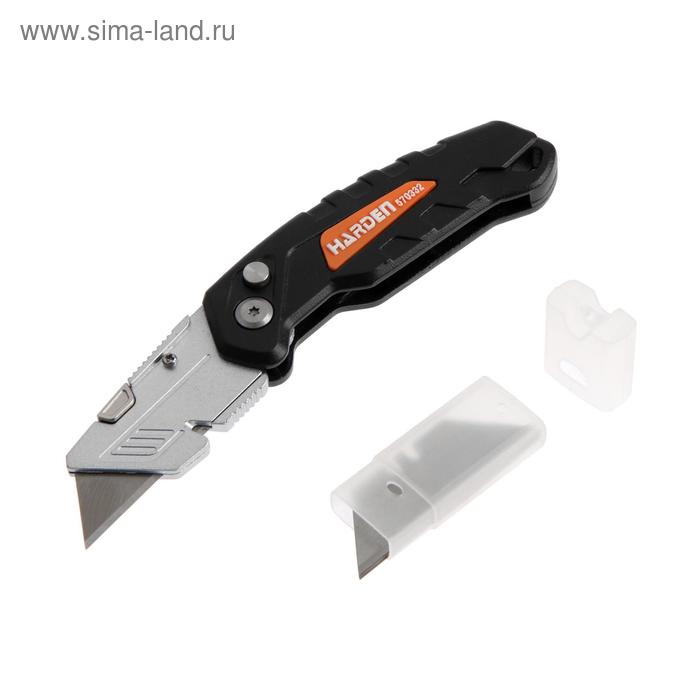 Нож складной HARDEN 570332, трапеция, цельноалюминиевый корпус, 18 мм цена и фото