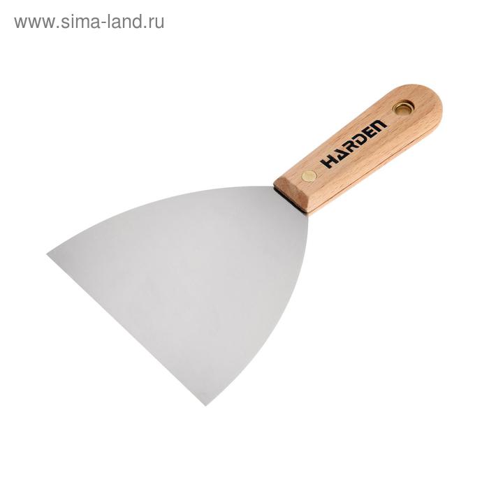 Шпатель малярный HARDEN 620210, сталь, деревянная ручка, 125 мм