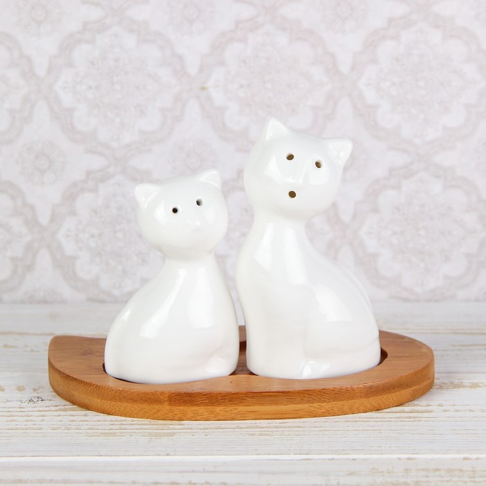 Набор для специй "Эстет. Котята", 2 предмета на подставке