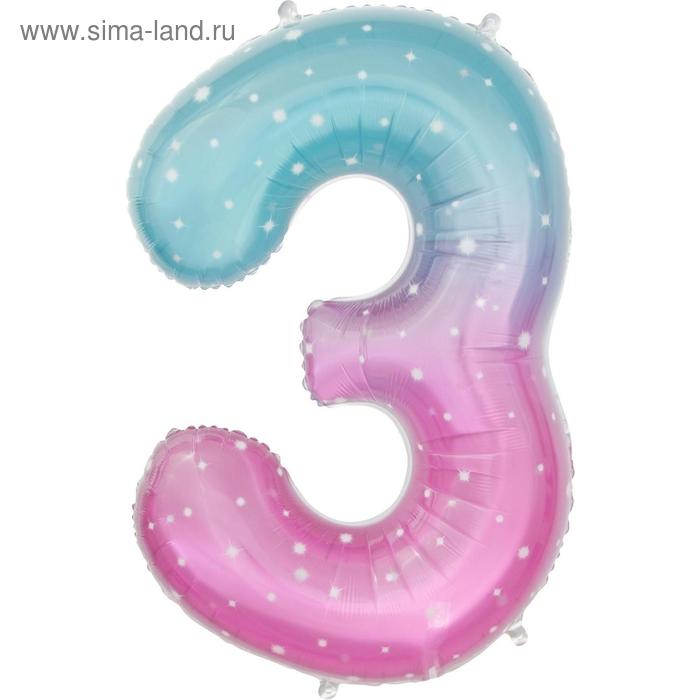 

Шар фольгированный 32" «Цифра 3», нежные искры