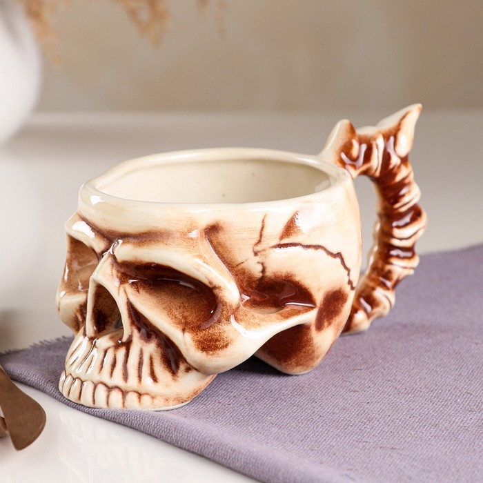 фото Кружка "череп", 400 мл, микс керамика ручной работы