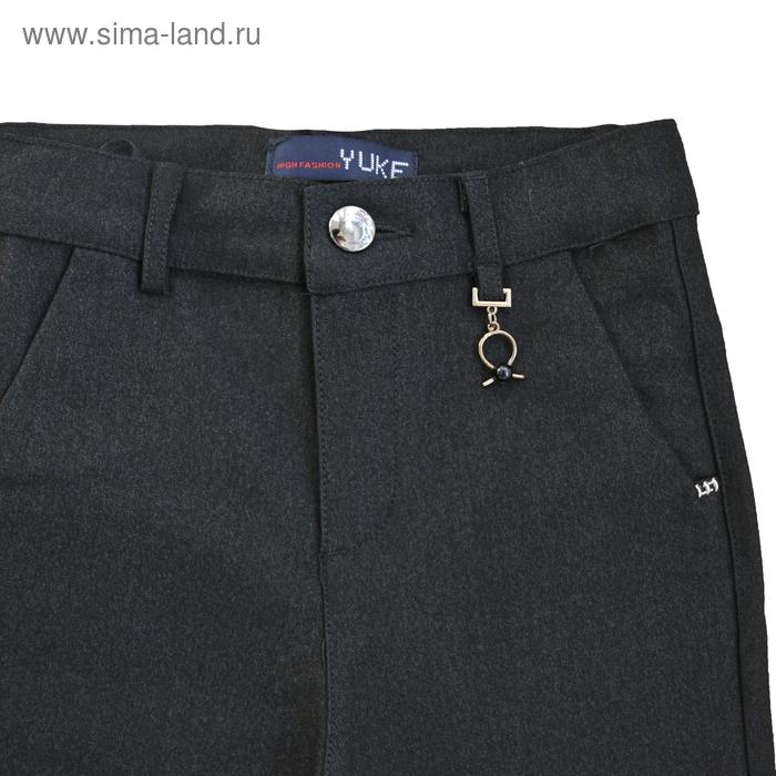 фото Брюки для девочек, рост 140 см, цвет чёрно-серый yuke jeans