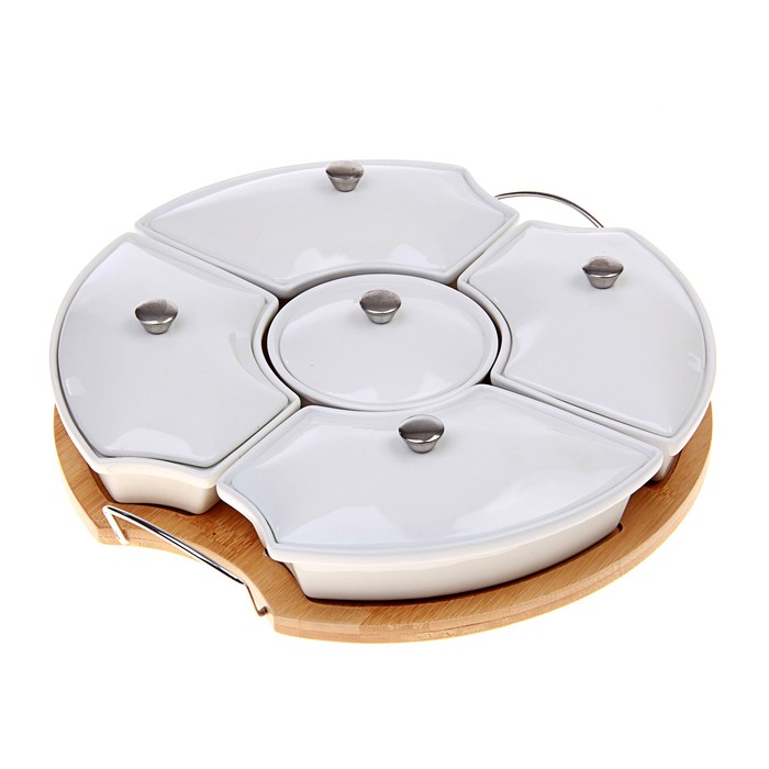 Набор мисок для снэков "Эстет. Мэгги", 5 предметов на подставке: 4 ёмкости 150 мл, 1 ёмкость 100 мл