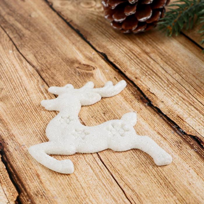 фото Украшение ёлочное "олени снежинки" (набор 4 шт) 5х7 см, белый зимнее волшебство