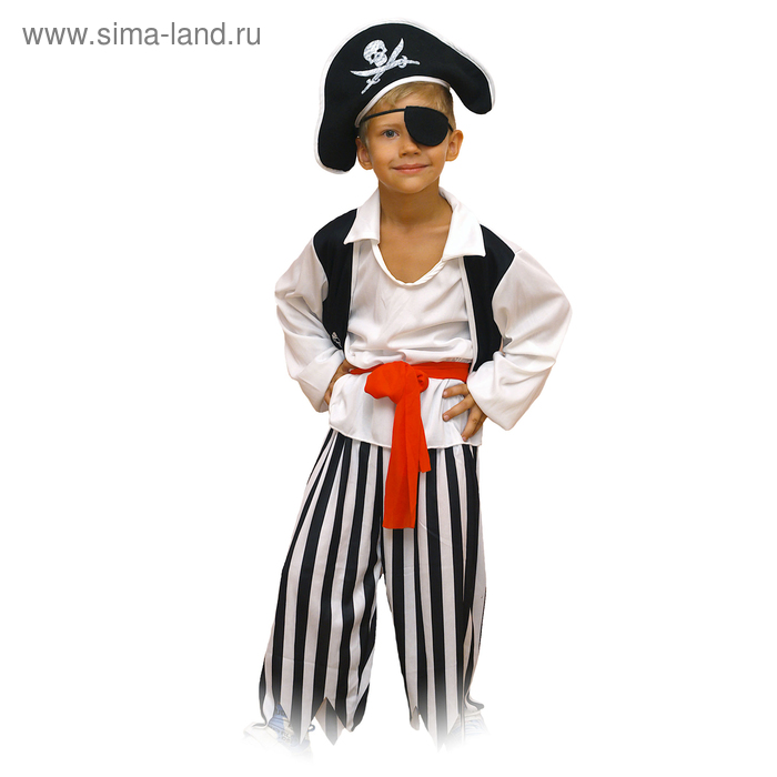 фото Карнавальный костюм «пират», шляпа, повязка, рубашка, пояс, штаны, р. 34, рост 134 см карнавалия чудес