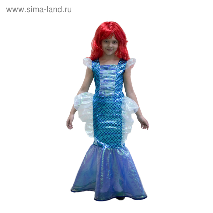 фото Детский карнавальный костюм «русалочка», платье, парик, р. 30, рост 122 см карнавалия чудес