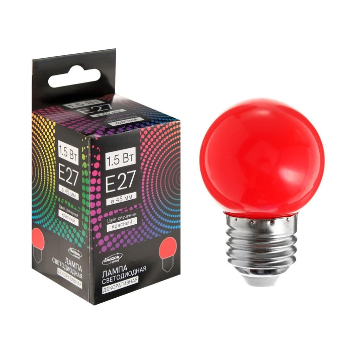 

Лампа светодиодная Luazon Lighting, G45, Е27, 1.5 Вт, для белт-лайта, красная,
