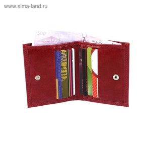 

Кошелек, кнопка, 1 отдел для купюр, 8 для карт, рубин крек