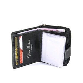 

Кошелек, кнопка, 1 отдел для купюр, 20 для карт, 1 для монет, черный пул-ап