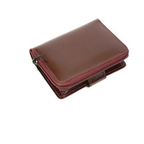 

Кошелек, кнопка, 1 отдел для купюр, 20 для карт, 1 для монет, бордовый гладкий