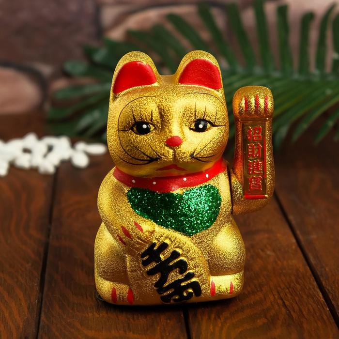 сувенир керамика копилка жёлтый кот манэки нэко с колокольчиками 11 5х11 5х9 5 см Сувенир кот керамика Манэки-нэко h=17см