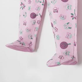 

Ползунки детские, цвет розовый/сова, рост 74 см