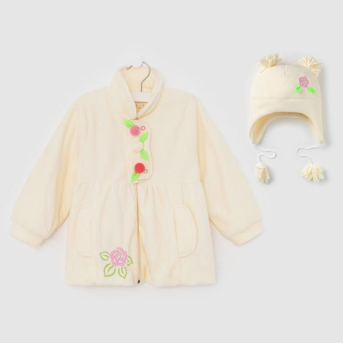 фото Комплект для девочки (платье, шапочка), цвет молочный, рост 80 см bonito