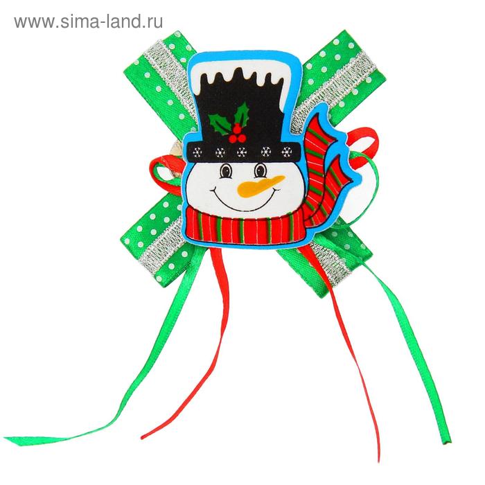 карнавальный зажим снеговик с бантиком виды микс Карнавальный зажим «Снеговик», с бантиком, виды МИКС
