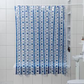 Штора для ванной комнаты Доляна «Морская синева», 180×180 см, PVC