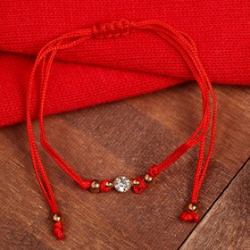 

Браслет "Красная нить" стразинка круглая, цвет белый золоте