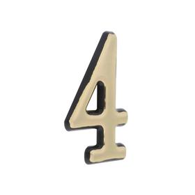 Цифра дверная "4" ТУНДРА, пластиковая, цвет золото, 1 шт. от Сима-ленд