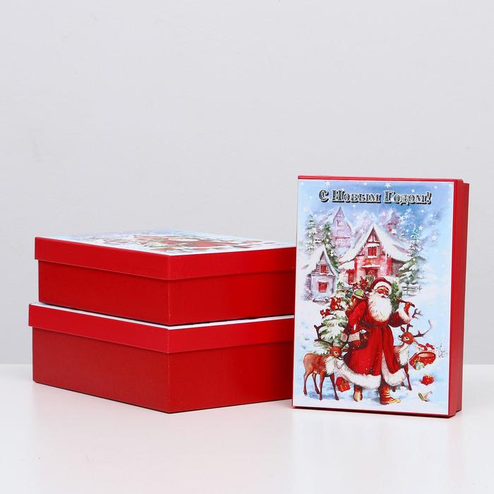 Набор коробок 3 в 1 С Новым Годом!, 21 х 29 х 9 - 18 х 26 х 6 см набор подарочных жестяных коробок present 26 х 18 5 х 9 см
