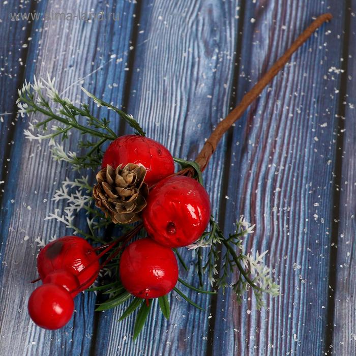 Декор Зимнее очарование шишка ягоды зелень, 18 см декор зимнее очарование шишка ягоды в снегу 25 см