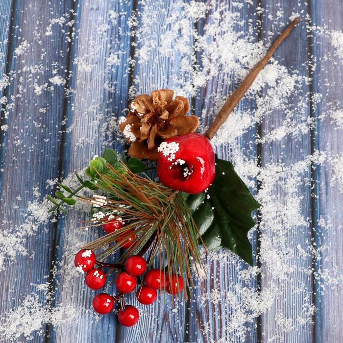 Декор Зимнее очарование шишка ягоды гранат, 22 см декор зимнее очарование шишка ягоды в снегу 25 см