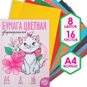Бумага цветная двусторонняя, А4, 16 л., 8 цв., «Кошечка Мари», Коты-аристократы Ош