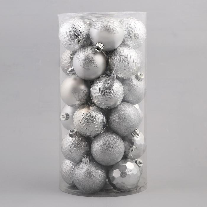 фото Набор шаров пластик d-6 см, 30 шт "ариэтта" серебро зимнее волшебство