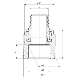 

Муфта переходная PIPELIFE INSTAPLAST, полипропиленовая, d=32 мм х 3/4", наруж. резьба, серая