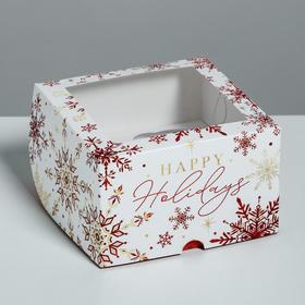 Коробка для капкейков «Let it snow», 16 х 16 х 10 см, Новый год