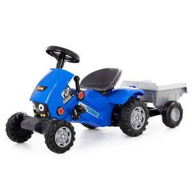 Педальная машина для детей Turbo-2, с полуприцепом, цвет синий Ош