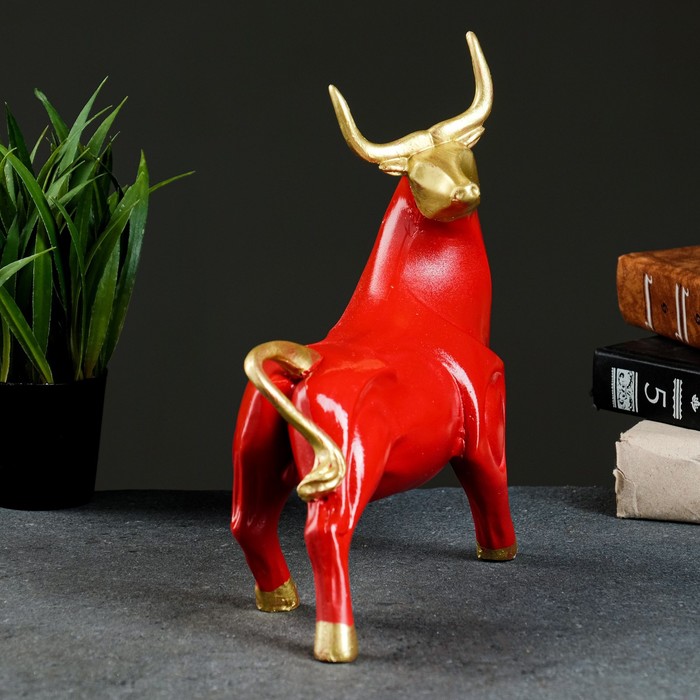 фото Фигура "бык рога вверх" 24х22см, красный/золото хорошие сувениры