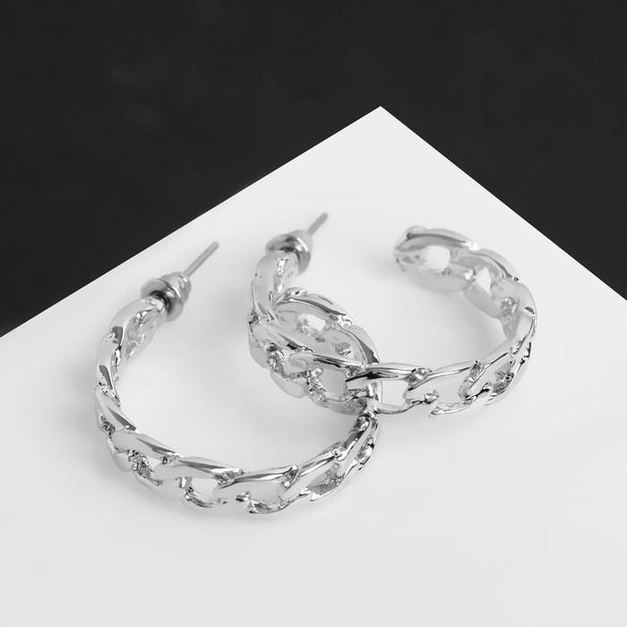 Серьги-кольца «Цепи» малые, d=2,2, цвет серебро серьги кольца цепи малые цвет серебро