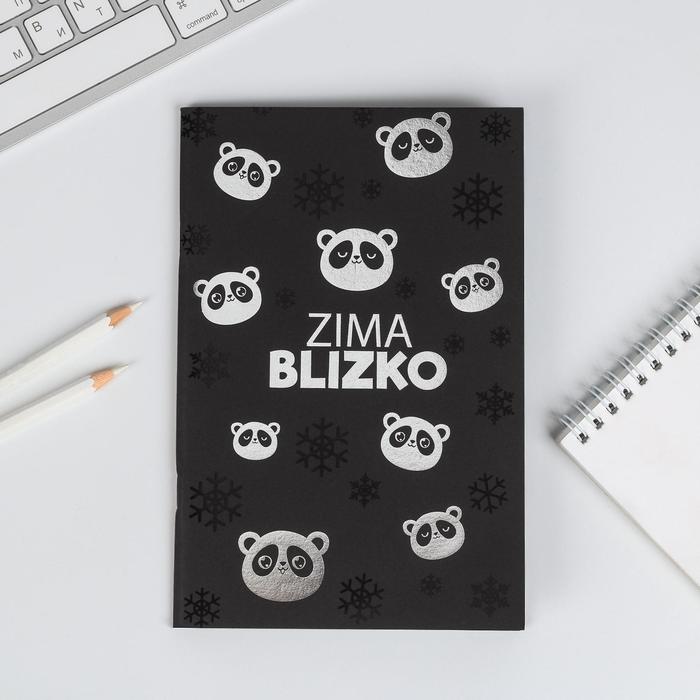 Тетрадь с чёрными листами Zima blizko, 32 листа, А5, дизайнерский картон, бумага тонированая