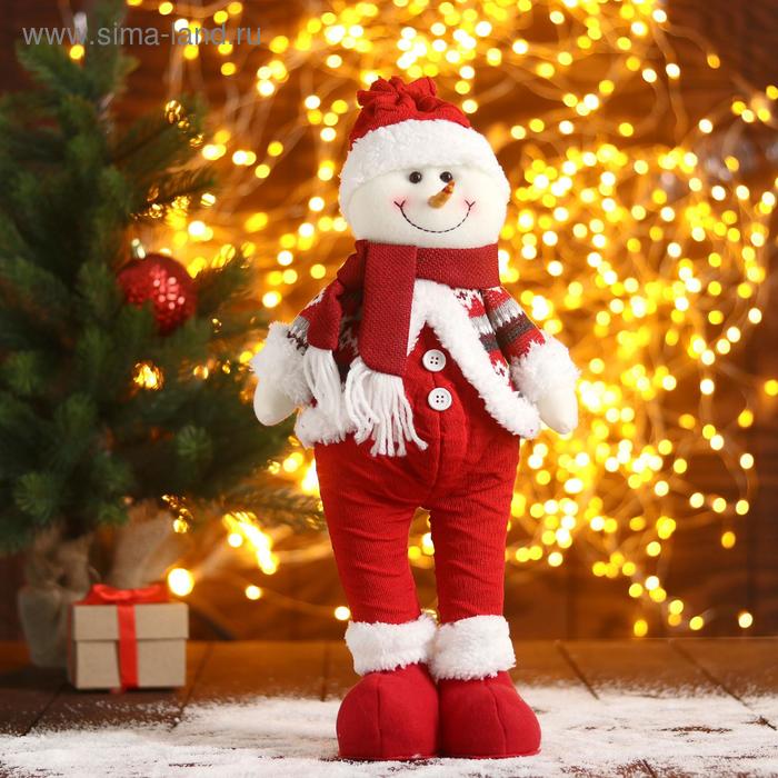 Мягкая игрушка Снеговик-пузатик 12х40 см, бело-красный