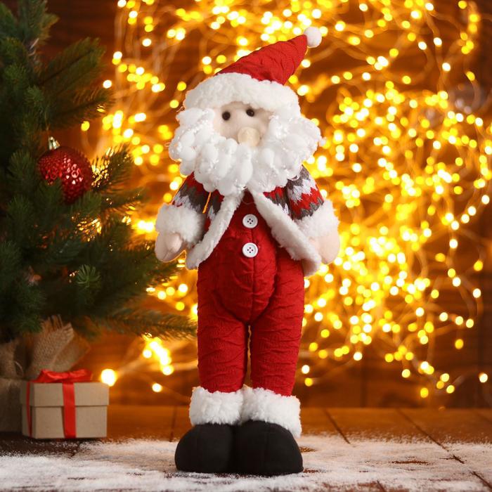 Мягкая игрушка Дед Мороз-пузатик 12х40 см, красный зимнее волшебство мягкая игрушка дед мороз шубка с кружочками 15х30 см серебро стоит