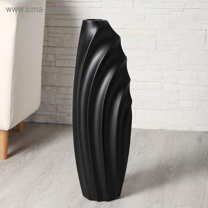 Ваза керамика напольная Волны 7х58 см, чёрный