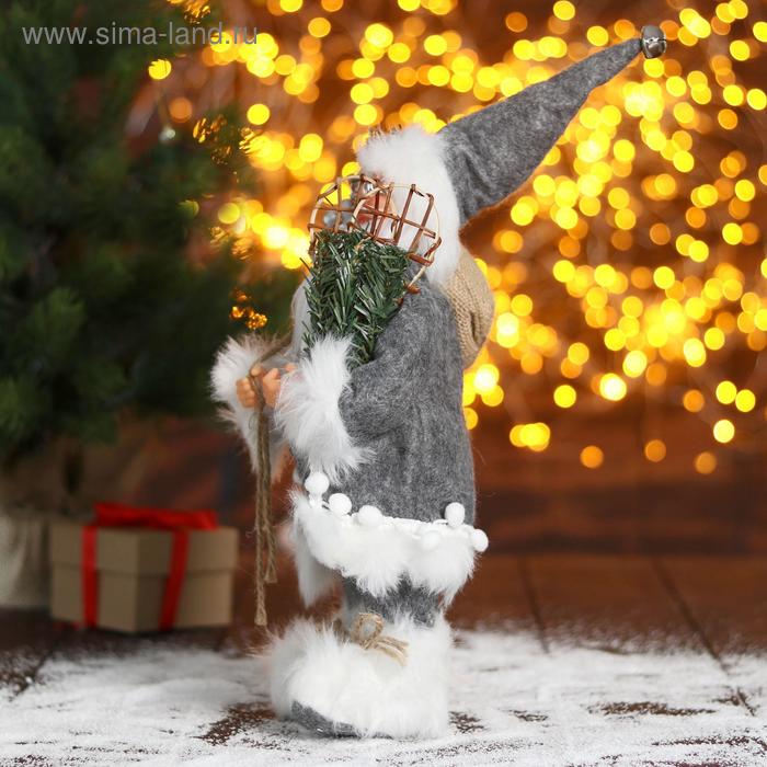 фото Дед мороз "в сером тулупе со снегоступами" 16х30 см зимнее волшебство