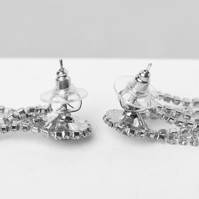 

Серьги висячие со стразами "Снежинки", блеск, цвет белый в серебре