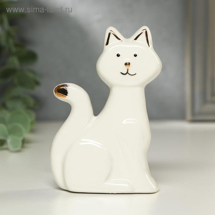 Кошки  Сима-Ленд Сувенир керамика Котик белый с золотыми ушками 10х3х6 см