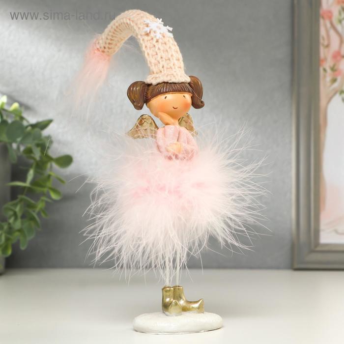 Сувенир полистоун Ангелочек-девочка в розовой пуховой юбке МИКС 32х5,5х7 см