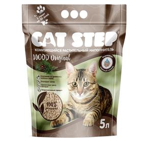 

Наполнитель комкующийся растительный CAT STEP Wood Original, 5 л